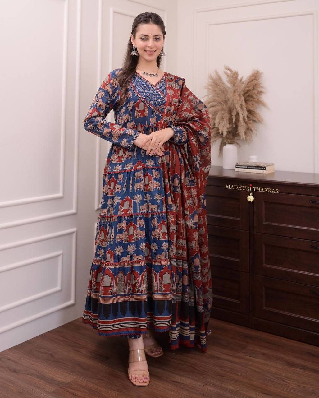 Luxurious Heavy Cotton Suit Set with Hand Embroidery, Zari Weaving & Block Printed Dupatta