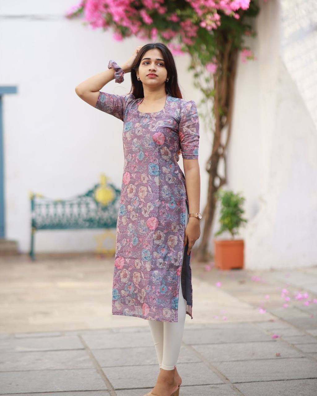 Elegant Floral Cotton Print Kurtis with Lining – Perfect for Any Occasion