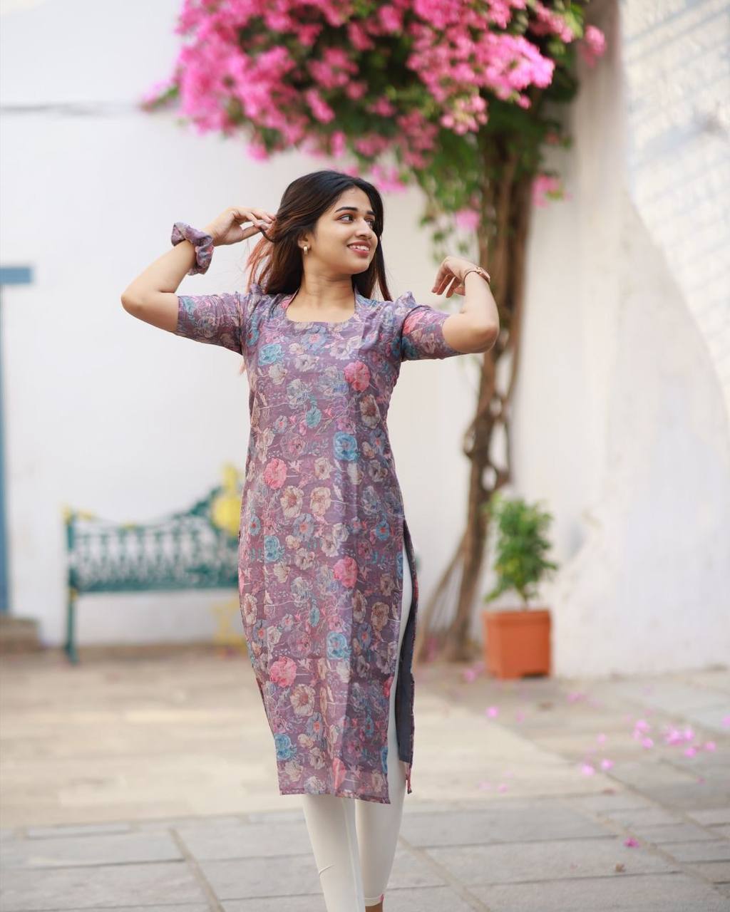 Elegant Floral Cotton Print Kurtis with Lining – Perfect for Any Occasion