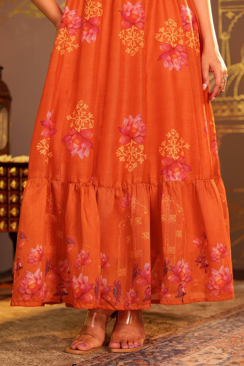 Handcrafted Orange Kamal Dress – A Celebration of Elegance