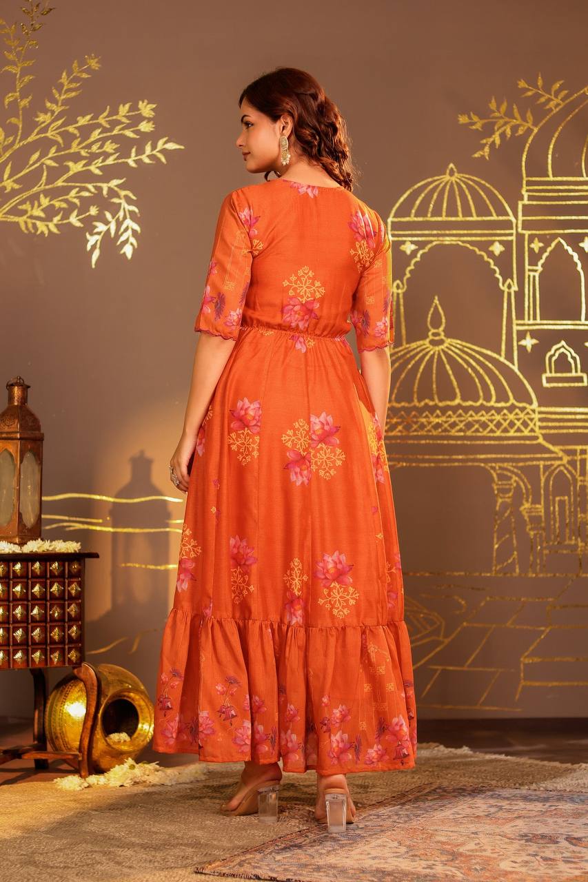 Handcrafted Orange Kamal Dress – A Celebration of Elegance