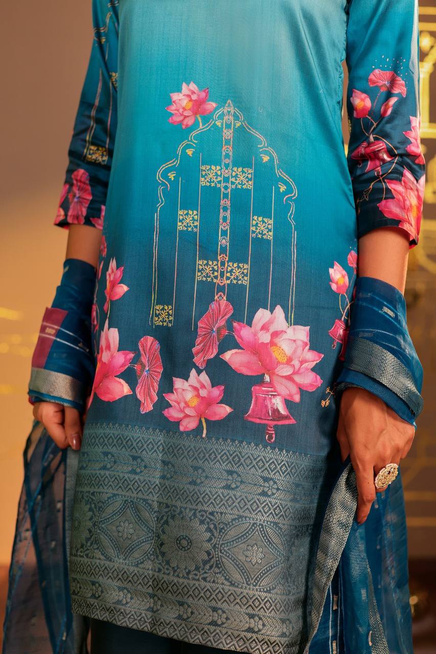 Timeless Elegance: Blue Ombre Kurta Set with Palazzo