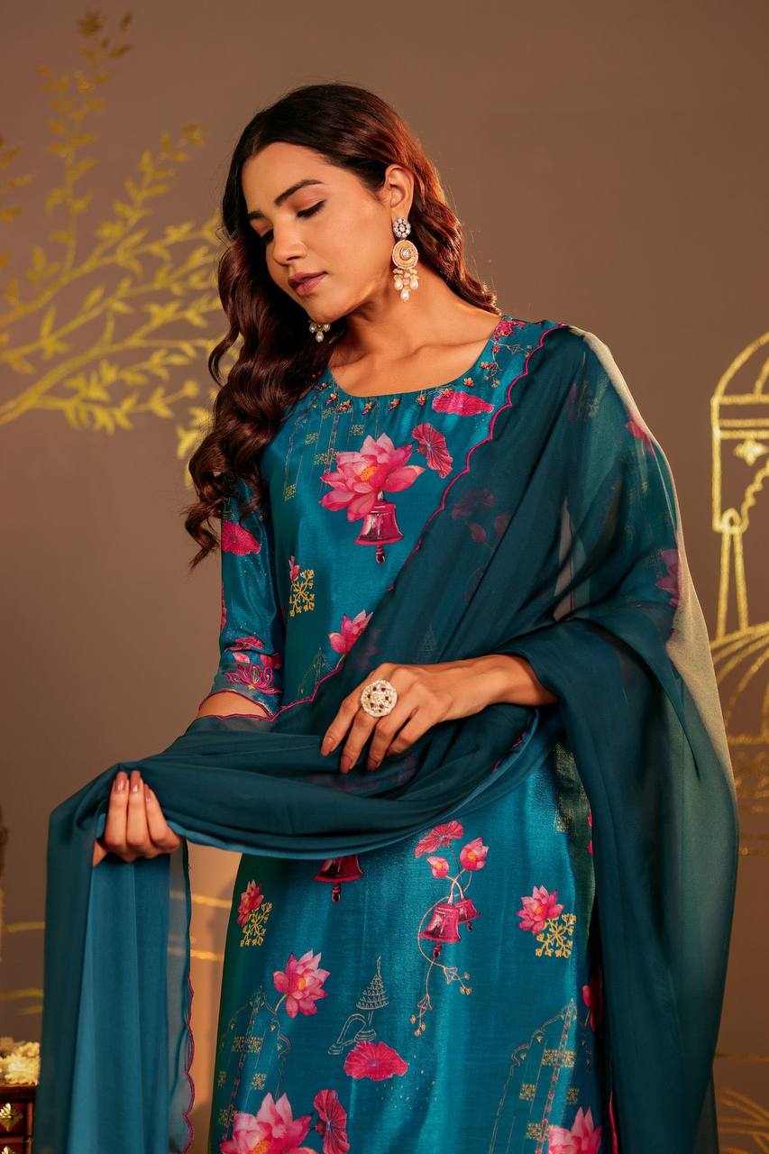 Timeless Elegance: Blue Ombre Kurta Set with Palazzo