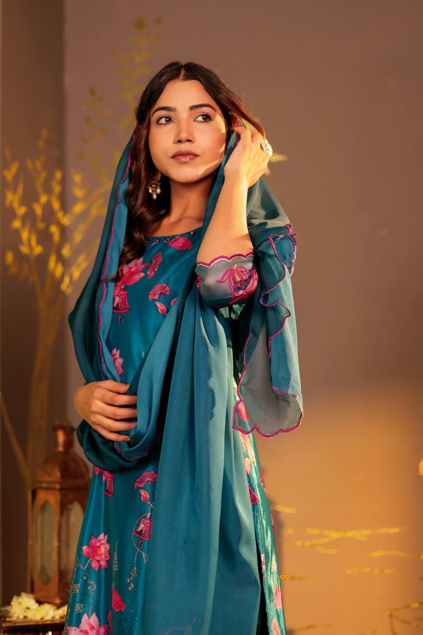 Timeless Elegance: Blue Ombre Kurta Set with Palazzo