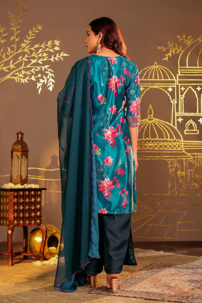 Timeless Elegance: Blue Ombre Kurta Set with Palazzo