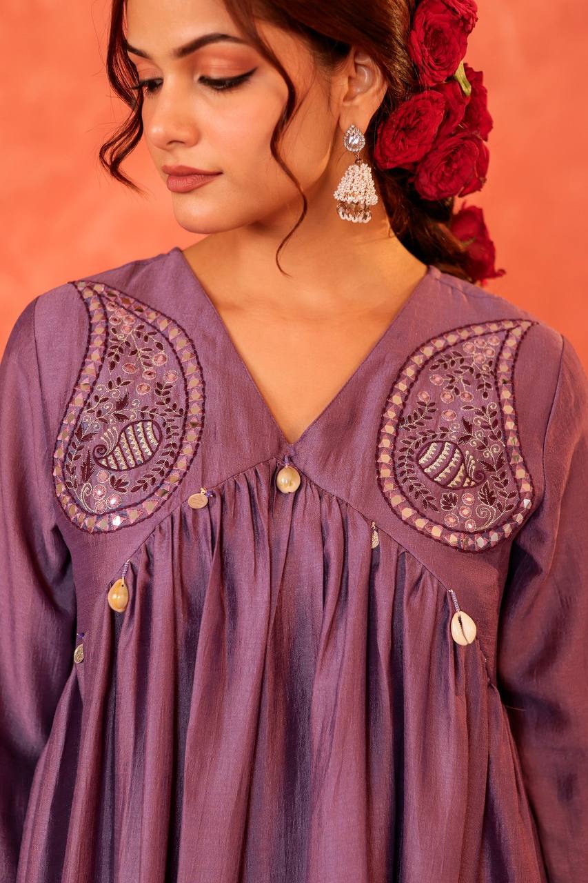 Lavender Charm: Sophisticated Sharara Set for Women