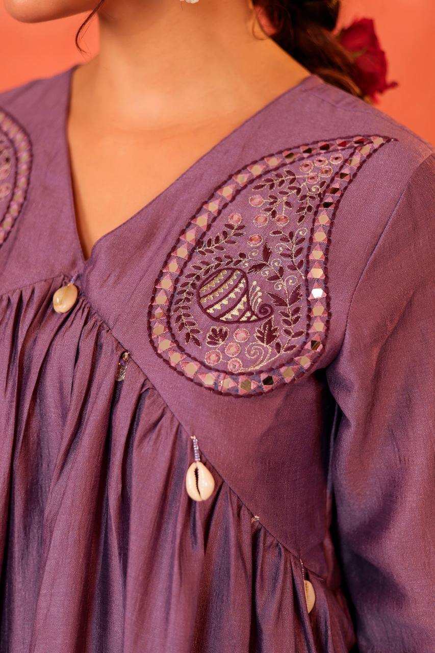 Lavender Charm: Sophisticated Sharara Set for Women