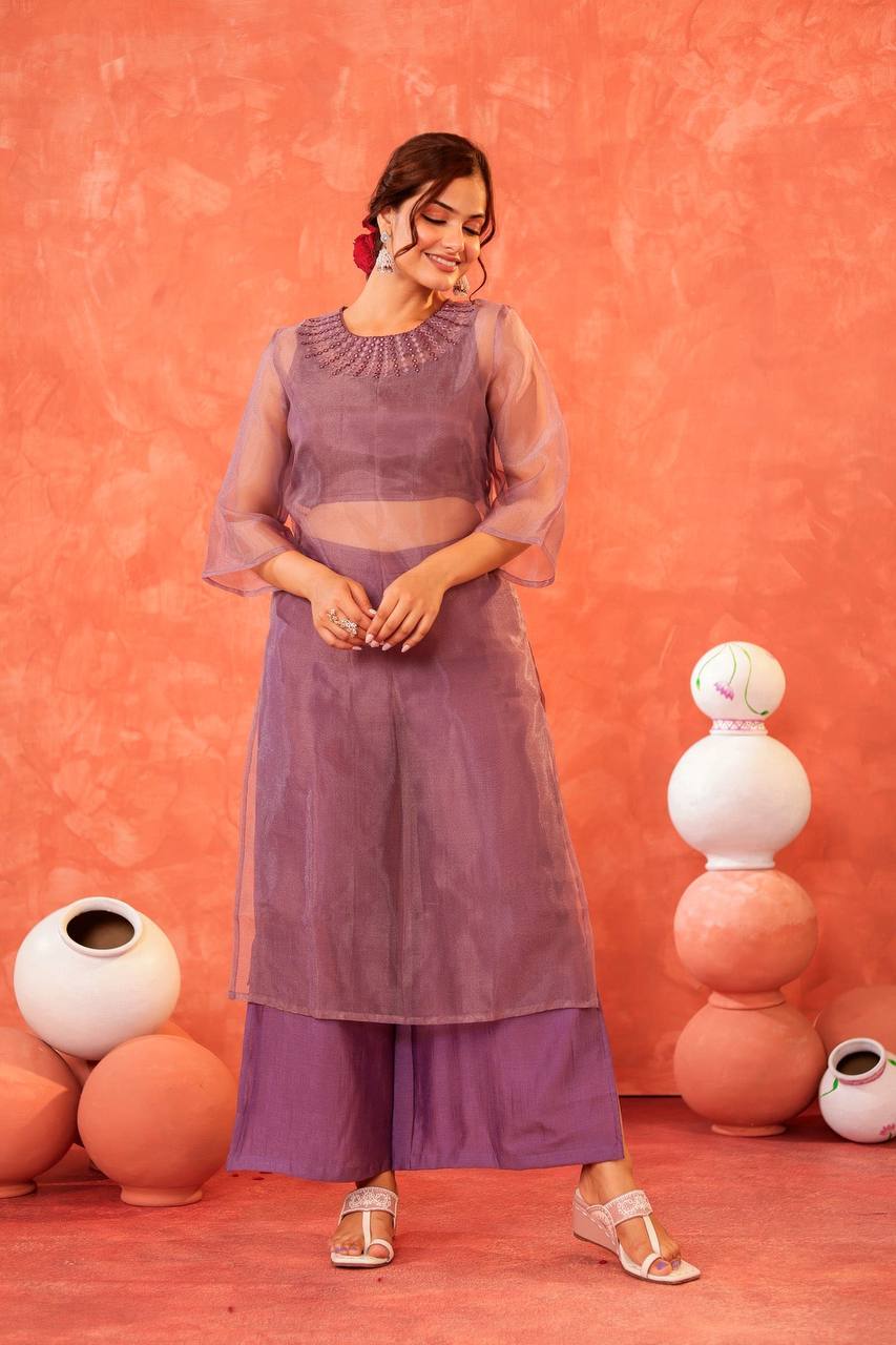 Ethereal Lavender Kurti: A Perfect Blend of Grace and Glamour