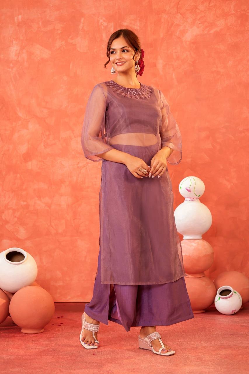 Ethereal Lavender Kurti: A Perfect Blend of Grace and Glamour