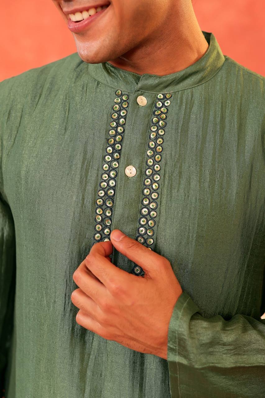 Green Utsav Men's Kurta: Timeless Elegance for Every Occasion Effortless Style: Green Utsav Kurta for Men