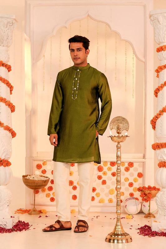 Stylish and Comfortable Green Kurta Pajama for Men