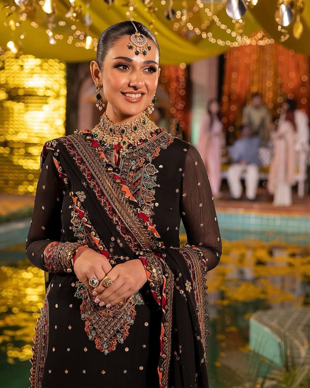 "Elegant Eid Special Faux Georgette Sequin Embroidered Suit with Stitched Pant & Dupatta"