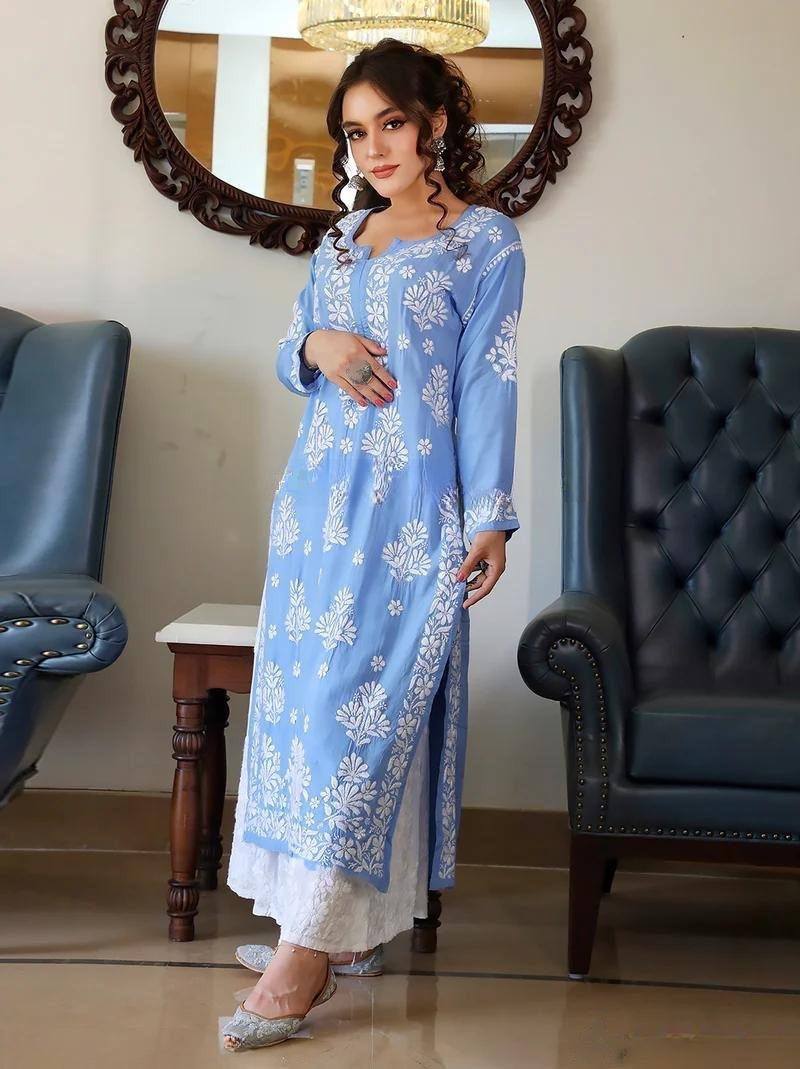 Elegant Rayon Embroidered Top & Plazo Set – Trendy and Comfortable