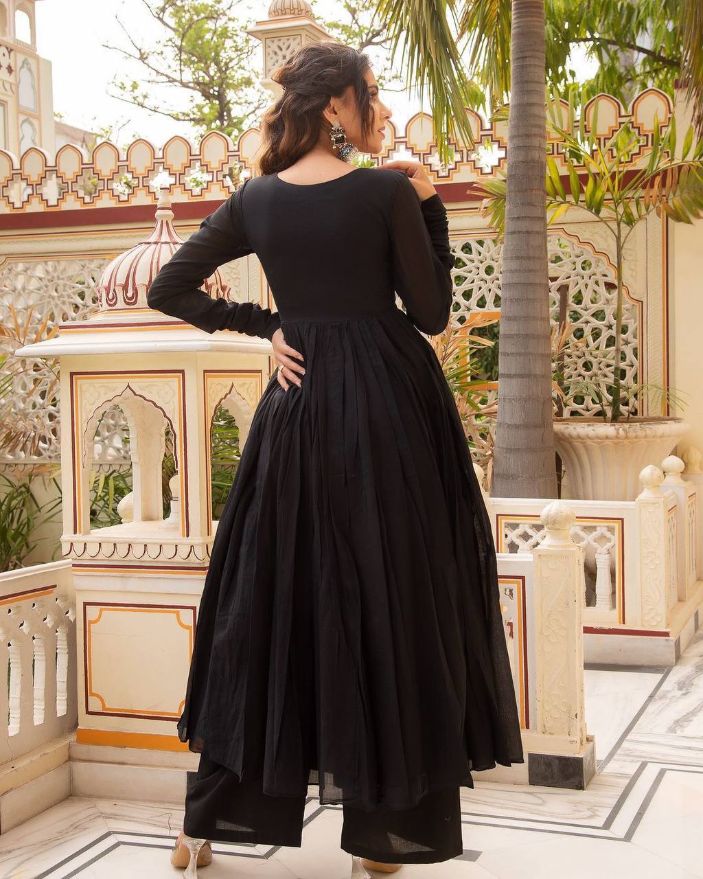 Chic Fox Georgette Maxi Dress with Embroidery & Dupatta | Elegant Casual Wear | Sizes S-3XL