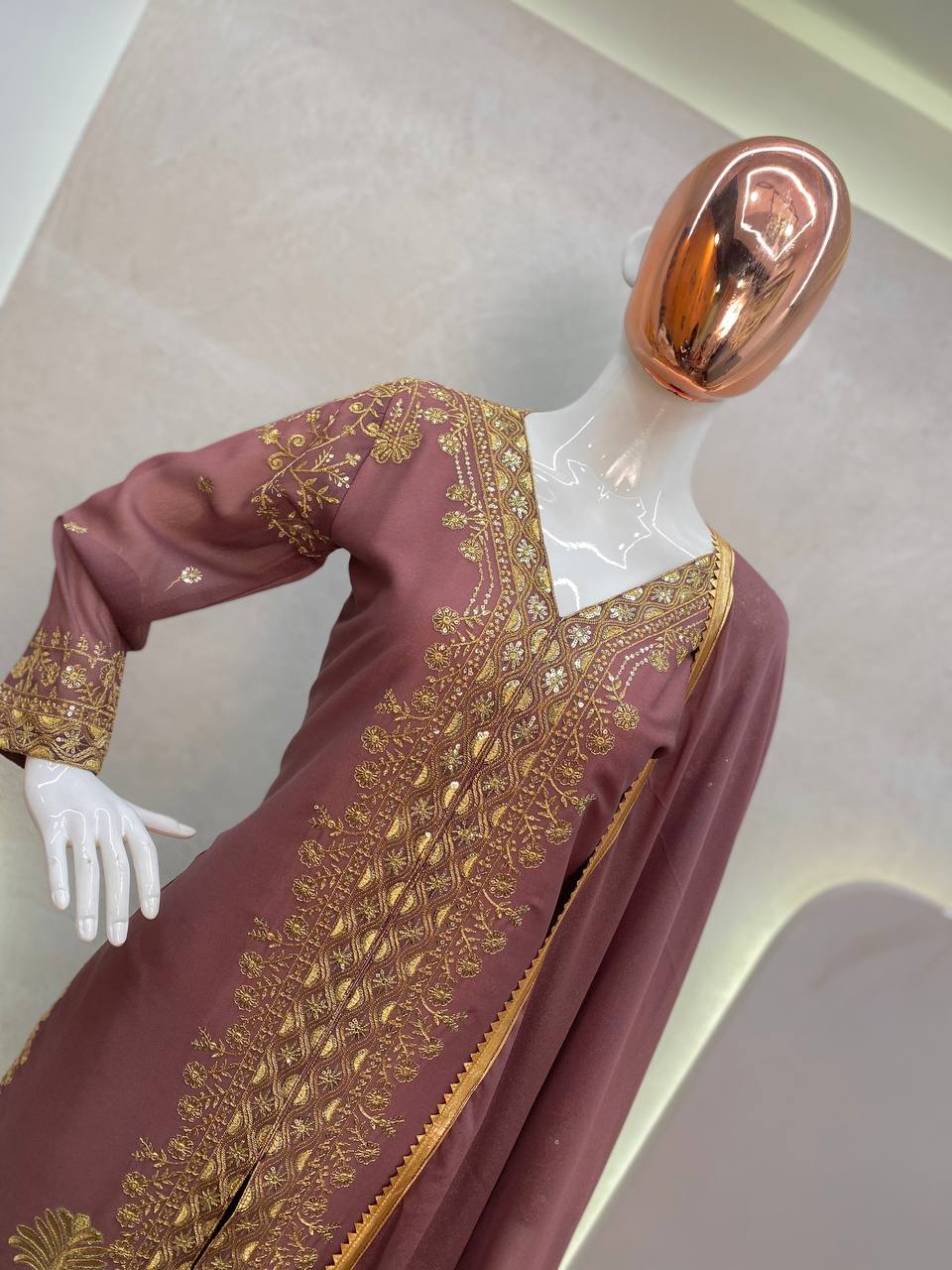 Elegant Designer Star Georgette Sequence Embroidered Suit with Plazo & Dupatta